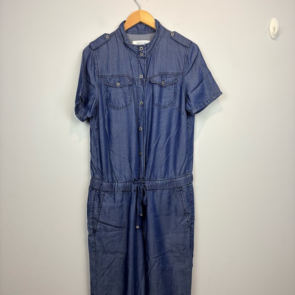 Kenneth Cole Reaction denim Short-Sleeve Drawstring Jumpsuit